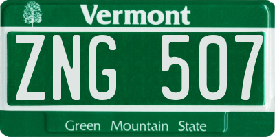 VT license plate ZNG507