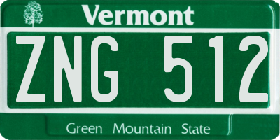 VT license plate ZNG512