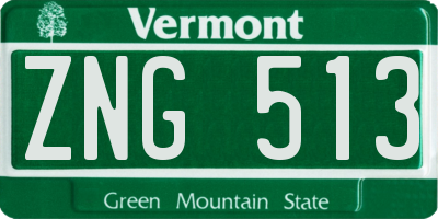 VT license plate ZNG513