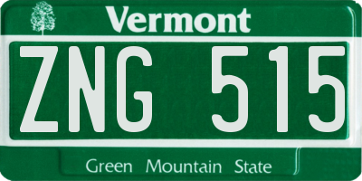 VT license plate ZNG515