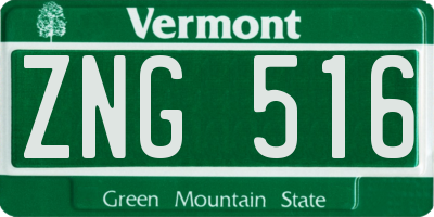 VT license plate ZNG516