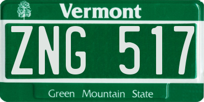 VT license plate ZNG517