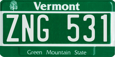VT license plate ZNG531