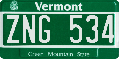 VT license plate ZNG534