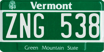 VT license plate ZNG538