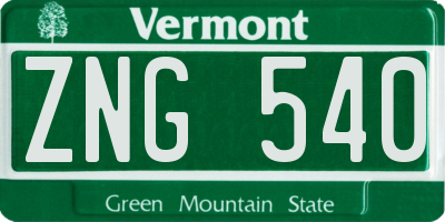 VT license plate ZNG540