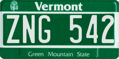 VT license plate ZNG542