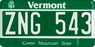 VT license plate ZNG543