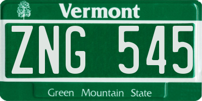 VT license plate ZNG545