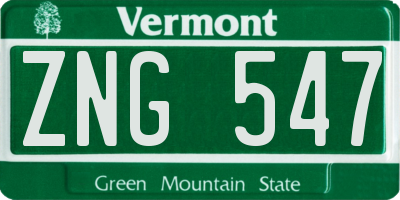 VT license plate ZNG547