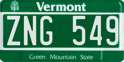 VT license plate ZNG549