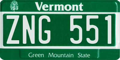 VT license plate ZNG551