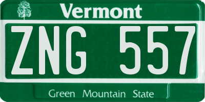 VT license plate ZNG557