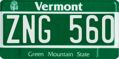 VT license plate ZNG560
