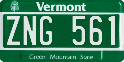 VT license plate ZNG561