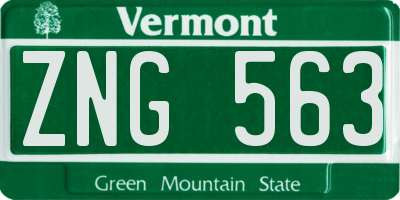 VT license plate ZNG563