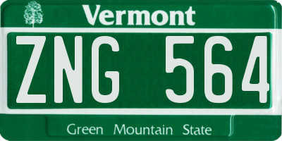 VT license plate ZNG564
