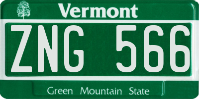 VT license plate ZNG566