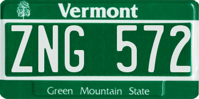 VT license plate ZNG572