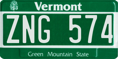 VT license plate ZNG574