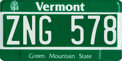 VT license plate ZNG578