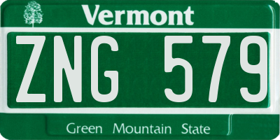 VT license plate ZNG579