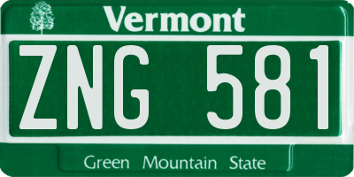 VT license plate ZNG581