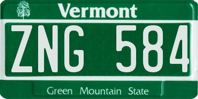 VT license plate ZNG584
