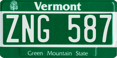 VT license plate ZNG587