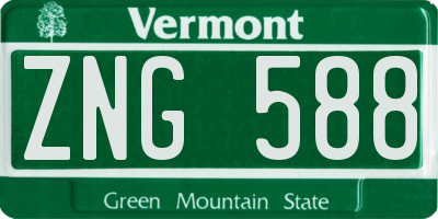 VT license plate ZNG588