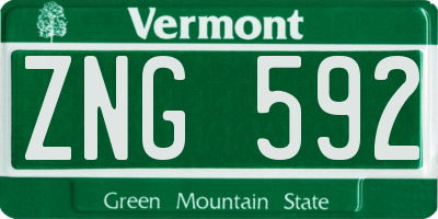VT license plate ZNG592
