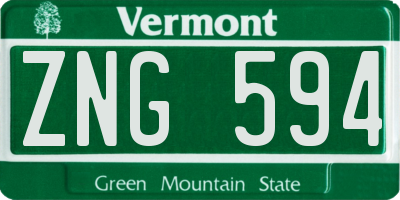 VT license plate ZNG594