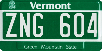 VT license plate ZNG604