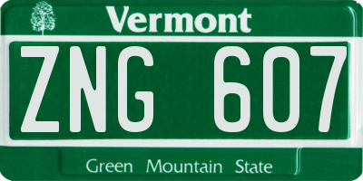 VT license plate ZNG607