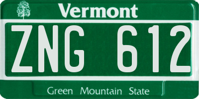 VT license plate ZNG612