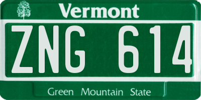 VT license plate ZNG614