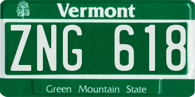 VT license plate ZNG618