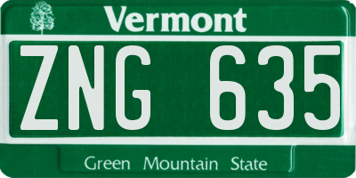 VT license plate ZNG635