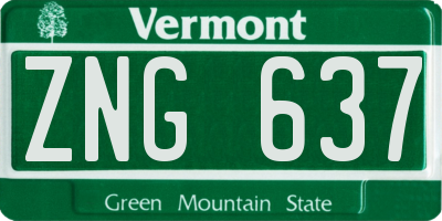 VT license plate ZNG637