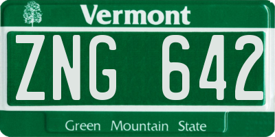 VT license plate ZNG642