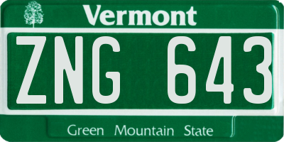 VT license plate ZNG643