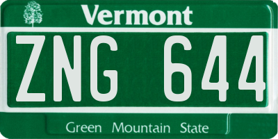 VT license plate ZNG644
