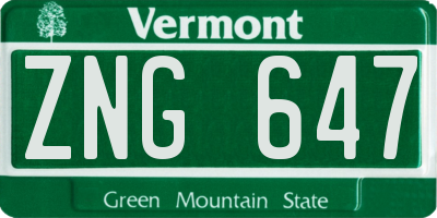 VT license plate ZNG647
