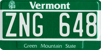 VT license plate ZNG648