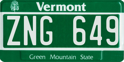 VT license plate ZNG649