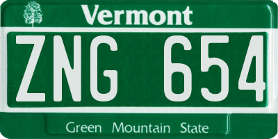 VT license plate ZNG654