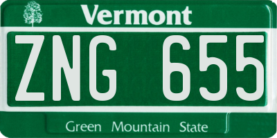 VT license plate ZNG655