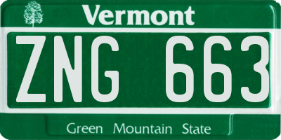 VT license plate ZNG663