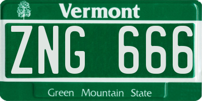 VT license plate ZNG666