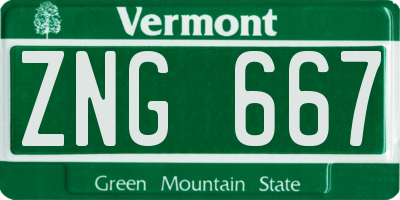 VT license plate ZNG667